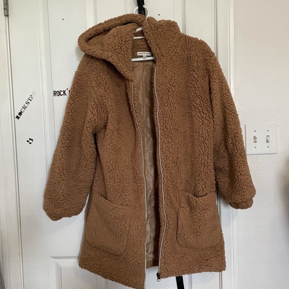 Woven Heart Brown Fleece Jacket Size S